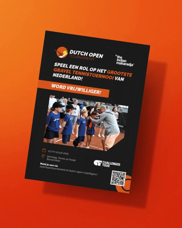 🎾 Zin in een unieke ervaring deze zomer? Word 𝘃𝗿𝗶𝗷𝘄𝗶𝗹𝗹𝗶𝗴𝗲𝗿 bij het Dutch Open – het grootste gravel tennistoernooi van Nederland! 💪

Van 13 t/m 20 juli zoeken we enthousiaste mensen die willen helpen bij de organisatie van dit sportieve topevenement in Bunschoten. Of je nu houdt van aanpakken, sfeer creëren of gasten begeleiden: 𝙟𝙤𝙪𝙬 𝙝𝙪𝙡𝙥 𝙢𝙖𝙖𝙠𝙩 𝙝é𝙩 𝙫𝙚𝙧𝙨𝙘𝙝𝙞𝙡!

📍 Locatie: Eemslag Bunschoten
📅 Datum: 13 t/m 20 juli 2025
🔗 Meld je aan via link in bio of: dutchopentournament.nl/dutch-open/vrijwilligers/